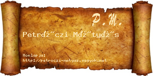 Petróczi Mátyás névjegykártya